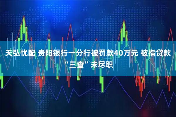 天弘忧配 贵阳银行一分行被罚款40万元 被指贷款“三查”未尽职