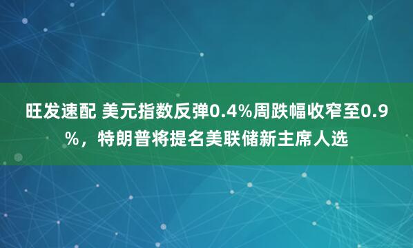旺发速配 美元指数反弹0.4%周跌幅收窄至0.9%,特朗普将提名美联储新主席人选