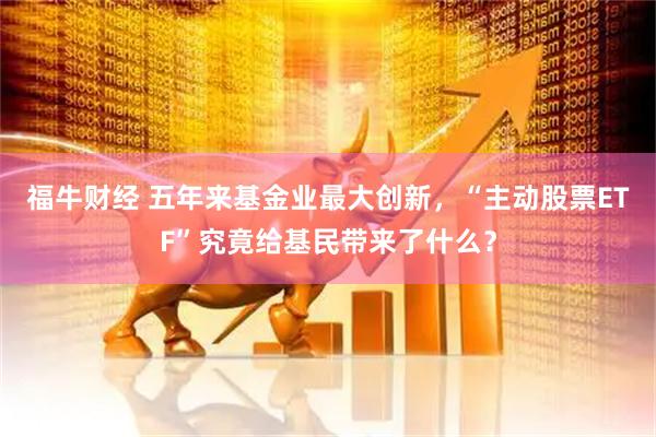 福牛财经 五年来基金业最大创新,“主动股票ETF”究竟给基民带来了什么?